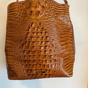 Brahmin Tan Croc-Embossed Leather Tote Bag